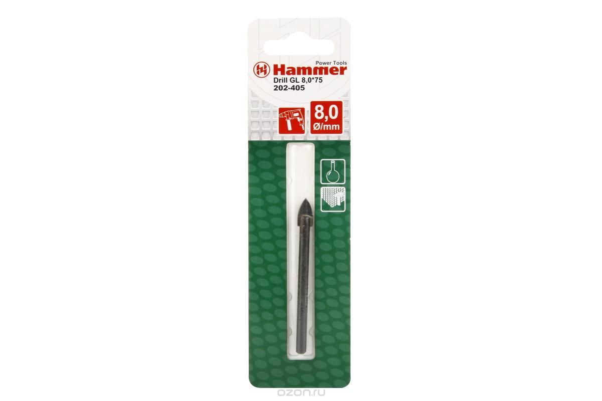 Сверло для стекла и кафеля 8,0мм*75мм Hammer Flex 202-405 DR GL