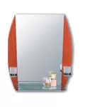 HB640-37 Зеркало с оранжевыми боками, с 2-мя стаканами и полкой 800*600