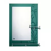 HB686 Зеркало с зелеными краями с узором, с 2-мя полочками 700*500