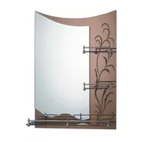 HB687 Зеркало с коричневыми краями с узором, с 3-мя полочками 800*600
