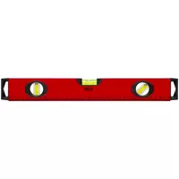 Уровень "Бизон", 3 глазка, красный корпус, магнитная полоса, ручки, шкала 400 мм