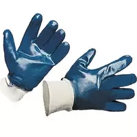 Перчатки рабочие х/б с полным нитрил. покрытием, мягкая манжета (синие) (1уп./пара)