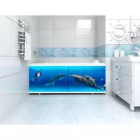 Экран для ванны "Ультра легкий"АРТ 1,68м (Дельфины)
