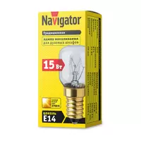 Стандартная лампа накаливания Navigator 61 207 NI-T25-15-230-E14-CL (для духовых шкафов)