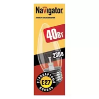 Лампа накаливания Navigator 94 328 NI-B-40-230-Е27-CL прозрачная "свеча"